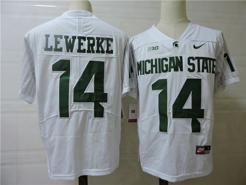 Men Michigan State Spartans 14 Lewerke White Nike 2025 NCAA Jersey